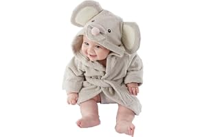 Baby badrock mus stil med huva bomull baby badrock med öron absorberande varm hudvänlig rock med midjeband för hem, duschgåvor.