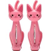Pembe Kedi Şeklinde Havlu Mandalı, Plaj ve &Ccedil;amaşır i&ccedil;in Dekoratif Plastik Klips, 2'li Set