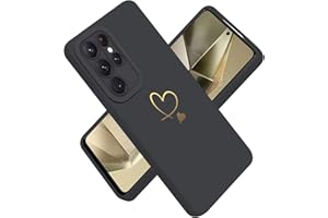 Paitech für Samsung Galaxy S25 Ultra Hülle Dünn Weiche TPU Silikon Case Stoßfeste Schutzhülle Kameraschutz mit Niedliche Gold Liebesherzform Muster Hanyhülle für Samsung S25 Ultra Hülle, Schwarz