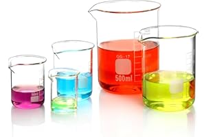 QWORK® Glass Beakers 25ml 50ml 100ml 250ml 500ml - Set of 5 Graduated Borosilicate Measuring Beaker for Science Lab Kitchen