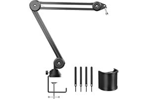 TONOR Soporte de Microfono para Escritorio, Brazo de Mic con Extra-grande Pop Filtro y Cable Ties para Quadcast Azul Yeti Snowball Razer Wave, Equipo de Grabación T40