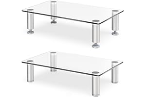 FITUEYES 2 Réhausseur d'Écran en Verre,Support de Moniteur,Support d'Ordinateur Portable,PC,TV,pour le Bureau et la Maison,38,5x24x7,5cm
