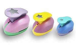 VSREI Creative Paper Punch, punzonatura a mano con motivo a pentagramma Lucky Star per progetti di bricolage, scrapbooking e creazione di biglietti, dimensioni 25/16/9 MM, colore casuale