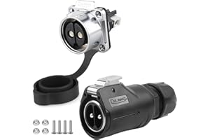 CNLINKO LP-28 2-Pin Industrial Waterproof Connector - Secure Screw-in Design Circular Connector, IP68 Quick Plugging Aviation Connector, M28 Flange Socket with 4-Hole Panel (Half Metal Model)