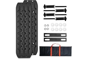 CStern Tappetini Trazione Targhe Traccia Emergenza Piastra Fuga Recupero Cuscinetto Antiscivolo Pneumatici Auto Neve Ghiaccio Fango Sabbia 2 Pezzi Nero per Camion Furgoni SUV Fuoristrada