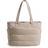 Tressential Puffer Tote Bag for Women, Lightweight, 20L Capacity with 15.6 inch Laptop Compartment, Side Pockets, Office, College and Travel: 