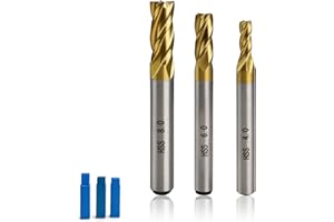 3 Pieces Carbide end Mill, CHSEROK Spiral Shank Milling Cutter, 4/6/8 mm Milling Cutter, Hss Metal Knives for Cutting Wood, Carbon Steel and Model Steel