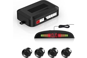 Cocar Coche Auto Vehículo Visual Reserva Radar Sistema con 4 Estacionamiento Sensores + Distancia Info Vídeo Salida + Sonido Advertencia (Negro Color)