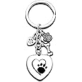 Pet Memorial Heart Keychain - Dog & Cat Paw Tag Key Ring - Sympathy Gift for Pet Lovers