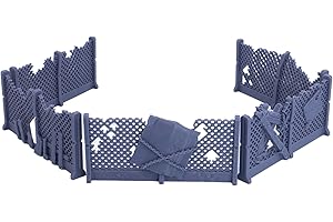FORGED TERRAIN Fence Defensive Walls Wargaming Barricades, Tabletop Games RPG Fantasy Terrain Scenery Pillar Sections Battle Field Scatter Props Futuristic Sci-Fi Gaming