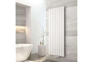 EMKE Heizkörper Vertikal 1600x620mm, Flachheizkörper Mittelanschluss Design Heizkörper Flach Moderne Paneelheizkörper Doppellagig Wandheizkörper Weiß 1988 Watt