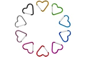 CINSERSR 10 Pcs Herz Karabiner Schlüsselring Herz, Karabinerhaken Klein Schlüsselanhänger Bunt Karabiner Schlüsselanhänger Für Camping Angeln Berge Besteigen Wandern Reisen