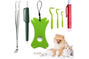 Oslueidy 7PCS Tick Remover Tools for Dogs,Tick Tweezers,Tick Removing Card with Magnifying Lens, Tick lasso remover, Painlessly Tick Remover for Human Child Pet Dog Cat