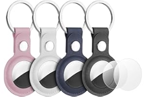 AXFEE AirTag Schutzhülle, Leder Keyring Schutzhülle Kompatibel mit AirTags, Leder Keyring für AirTag, Mini Apple AirTags Case, Leder Hülle Schlüsselanhänger Case, Cover mit Schlüsselanhänger (4 Stück)