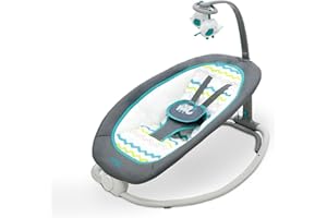 Asalvo FOLD Elephant Baby Rocker, Backrest in 4 Positions, Relaxing Music and Vibration, Fixed Position and Rocker, 5-Point Harness, Foldable, Maximum Load 9 kg, Aqua Grey