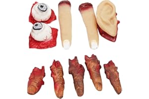 Ancuioyz Halloween gebrochener Finger, gebrochene Körperteile Augapfel Ohr Halloween gefälschte blutige abgetrennte Hände Füße, Furcht Ideal für Halloween-Partydekorationen