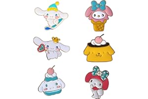 WOPIN 6pcs Broche Cinnamoroll, ZHULIA - Broche de dessin animé dans de nombreux styles, adapté pour sacs à dos, sacs en toile, vêtements, vestes, création de bricolage