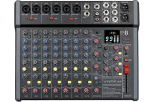 Weymic B120 Professional Mixer for Recording DJ Stage Karaoke Music Application w/ 99 DSP Effect USB Drive for Computer Recording Input, XLR Microphone Jack, 48V Power for Professional (12-Channel)