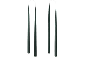 Kunstindustrien® Tapered Candles, Made in Denmark, 42 Colours Available, Dripless & Smokeless Dinner Candles, Candles Long Burning 15 Hours, Unscented Candle Gift Set, 4pcs. 2.2 x 35cm (Forest Green)