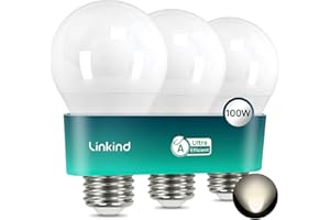 Linkind Ampoule LED E27 Classe Énergétique A 1521lm, 7,2W = 100W, Blanc Neutre 4000K, 50000H Durée de Vie, Non Dimmable, Ampoule A60, Mat, Lot de 3