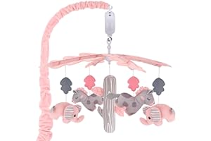 Blublu Park Upgraded Musical Cot Mobile for Babies Girls, Baby Mobile with Hanging Rotating Toys Woodland Nursery Decor for Newborn Baby Girls Boys, 3 Modes Digital Music Box with 12 Lullabies (Pink)