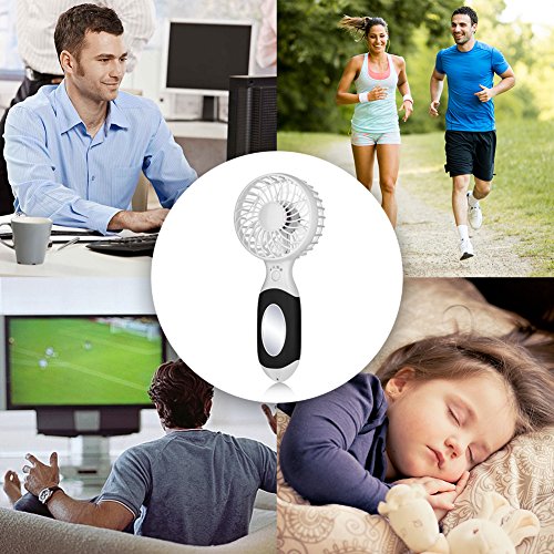 LIFU Mini USB Handverntilator Leise Tragbar Elektrische persönlichen Vielzweck-Fan mit Spiegel LED Licht und Wiederaufladbare 18650 Batterie für Hause und Büro, Innen- und Außenbereich - 8
