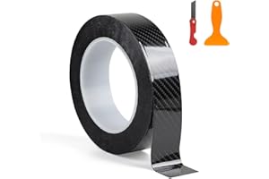 EFUTURETIME Nastro Fibra di Carbonio Autoadesiva Nero Lucido 3cm × 10m Protezione per Paraurti per Auto Antigraffio Strisce Decorativa Adesive per Paraurti Bagagliaio Bicicletta Moto Mobili