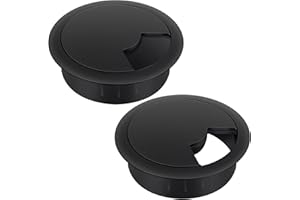 Bolatus 2 passacavo da scrivania, 60 mm, in plastica, nero, ufficio