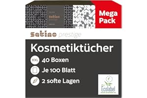 ‎SATINO Satino Kosmetiktücher – 40 Boxen - 100 Tücher pro Box - 2 lagig – supersoft – Made in Germany – Großpackung mit 40 Boxen