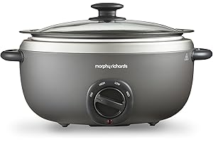 Morphy Richards 461022 Sear and Stew - Olla de cocción lenta ovalada de titanio (6,5 L)