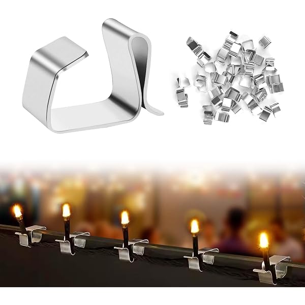 Funtery 50 Stück Dachrinnenhaken Edelstahl - Lichterketten Clips Für Weihnachtsdekoration