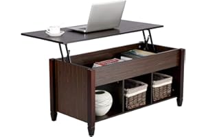 ‎YAHEETECH Yaheetech Couchtisch Holz Beistelltisch mit höhenverstellbarer Platte Ausziehbarer Kaffeetisch Wohnzimmertisch Sofatisch für Wohnzimmer und Büro, Espresso