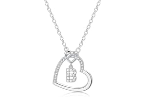 LIHELEI Damen Halskette Herz Buchstabe 925 Silber Kette Damen Personalisiere Kette, Geburtstags und Weihnachten Geschenk Für Frauen Mädchen Mama Freundin - A-Z