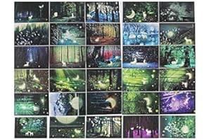 ZPPLD Lot de 30 cartes postales phosphorescentes dans le noir - Cartes postales de qualité supérieure - Cartes postales de voyage - Cerf et forêt - Liberté