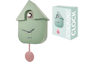 Fisura - Orologio a cucù. Orologio da parete. Orologio da parete regalo originale. 3 batterie AA non incluse. Misure: 21,5 x 8 x 41,5 cm. Plastica ABS. (Menta)