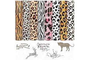TINTNUT Leopard Heat Transfer Vinyl Animal Patterned HTV Bundle - 8 Pack 12" x 10" Iron on Vinyl 8 Assorted Colors Heat Transfer Camouflage for DIY