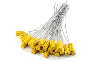 DUEBASS 100 Pcs Pull-Tie Steel Security Cable Wire Seals Securing Straps Numbered Anti-Tamper Security Seal Tags (Yellow)