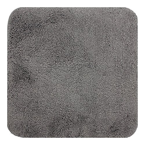 proheim Badematte 50 x 50 cm rutschfester WC-Vorleger Premium Badteppich 1200 g/m² weich & kuschelig Hochflor Duschvorleger, Farbe:Grau - 2