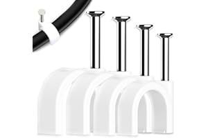 DOANTE 100 stück 4 Größen nagelschellen, kabelhalter, kabelschellen, kabelklemmen, kabelbefestigung, kabelhalter wand, haftclips mit eingestecktem nagel, für Starkstromkabel(weiß, 4mm, 6mm, 8mm, 10mm)
