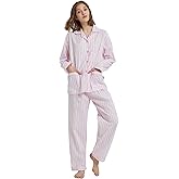 GLOBAL Womens Pyjama Sets 100% Cotton Ladies PJs Button Front Top and Drawstring Bottoms