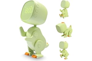 IXYDOR Sveglia Digitale per Bambini, Sveglia da Comodino Bambini, Sveglia con Dinosauro a Forma Variabile, Funzione Snooze, Luminosità e Volume Regolabili, 6 Musica Sveglia, Adatta a Ragazzi e Ragazze