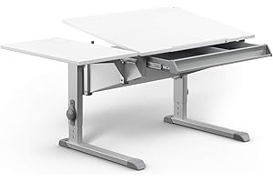 Moll Sprinter CP Füße Alu mit Side Top + Schublade Scrivania per Bambini, Legno, Bianco, 86cm × 67,5cm × 53-82cm