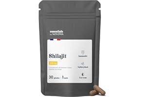 Shilajit Pure 500mg, 50% Acides Fulviques, Complément Naturel pour l'Immunité & Cognition, 30 Gélules, Cure de 1 mois, Fabriqué en France, Essentials by Novoma