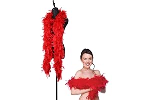 FNZBSY Red Feather Boa, Feather Boa, Women Feather Fancy Dress Accessories Party Props, for Crafts Fluffy Feather Bower Carnival, Dancing Wedding Party