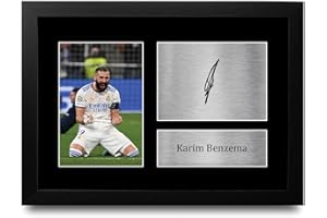 HWC Trading FR A4 Karim Benzema Real Madrid Cadeaux imprimés photo autographe signée pour les fans de football et les supporters - A4 Encadré