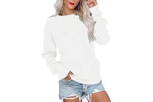 PLOKNRD Womens Sweatshirts Crew Neck Ladies Jumpers Long-Sleeve Casual Tops with Pockets