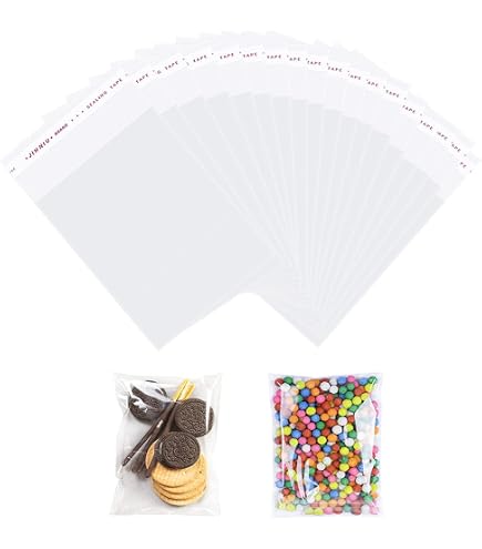 300 Sacchetti Cellophane Trasparenti 12x22 Cm - Bustine Adesive Richiudibili OPP Per Alimenti, Biscotti, Gioielli E Orecchini - Ideali Per Confezioni Regalo Fai-da-Te