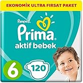 Prima Bebek Bezi Aktif Bebek 6 Beden 120 Adet Ekonomik Ultra Fırsat Paketi