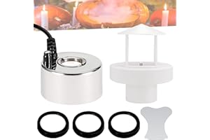WIYETY Ultraschall Vernebler: Nebelmaschine Ultraschall Vernebler Wassernebler Fogger mit Abnehmbarem Spritzschutz, Nebelmaschine mit 3 Stück Schallkopfscheiben für Innen oder Außenbrunnen, Halloween