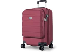 Lugg ABS Hard Shell Suitcase, 20inch Carry-on Travel Bag with 4 Spinner Wheels, Double TSA Lock Cabin Suitcase, Durable & Lightweight Luggage, Suited for Overhead & Under Seat Cabin Bag - Burgundy